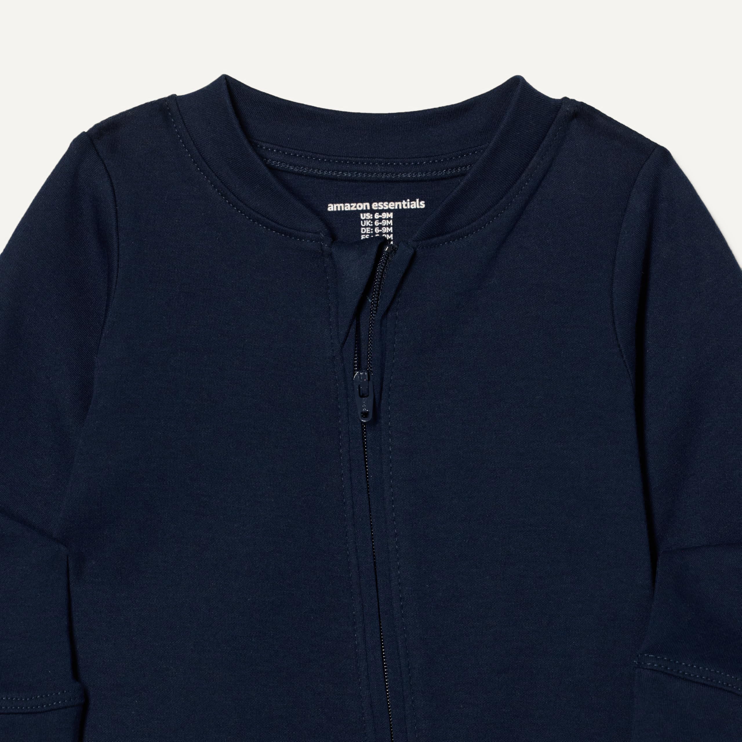 Amazon Essentials Pyjama sans Pieds Zippé en Coton Mixte Bébé, Lot de 3