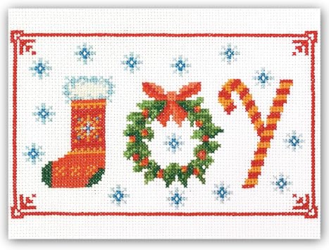 Christmas Counted Cross Stitch Kit for Adult with Inspirational Word Joy