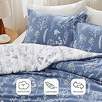 Vista 233 de Bedsure Juego de edredón de tamaño Queen, color lavanda, lindo, floral, regalo para mujer, 3 piezas, 1 suave edredón reversible con flores y 2