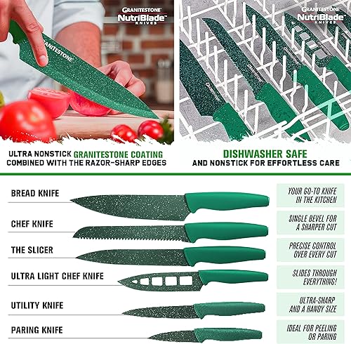 Miniatura 4 de Granitestone Juego de 21 ollas y sartenes antiadherentes con cuchillos, utensilios para hornear y vaporizador, no tóxico PFOA PFOS PFAS PFAS PTFE,