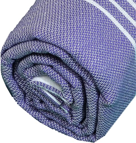 Miniatura 6 de Bersuse toalla turca de Anatolia de algodón 100%, toalla fouta peshtemal para playa y baño, peshtemal clásico a rayas, 37 x 70 pulgadas, padre