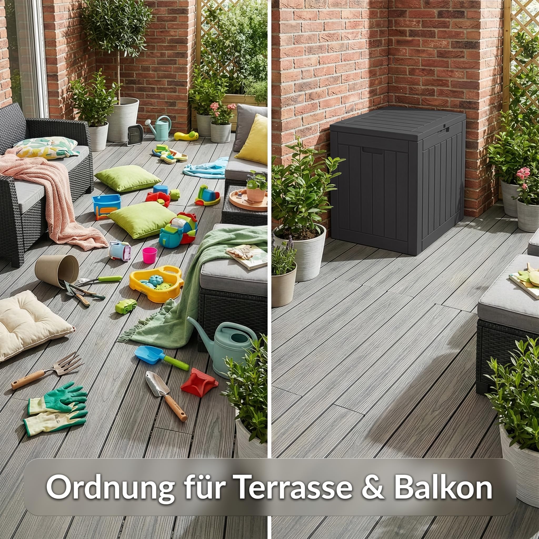 KARAT Pudełko do przechowywania, antracytowe, odporne na warunki atmosferyczne, na taras i balkon, 118 l, skrzynia ogrodowa, 56 x 43 x 53 cm (118 l)