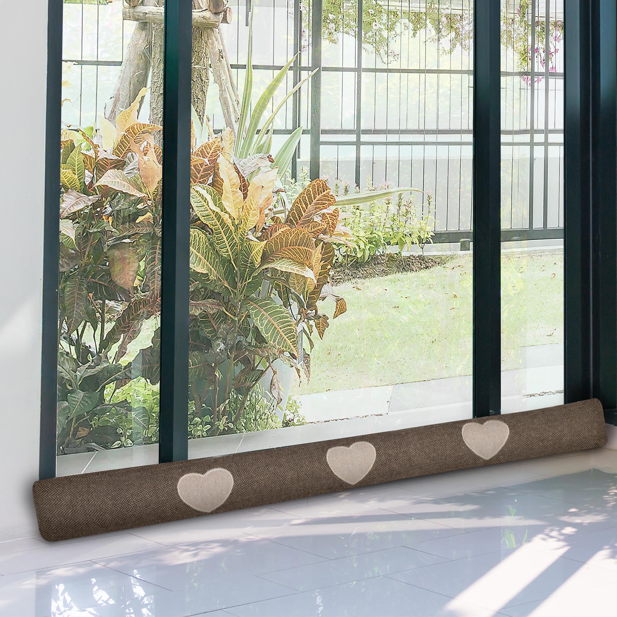 Beautissu Tuuli HR 2X Bas de Porte 90 cm Poids 1 kg en Coton – comme Boudin de Porte ou Boudin de Fenêtre Contre Le Froid – Coussin de Porte Marron Robuste avec Remplissage et Tenue Ferme