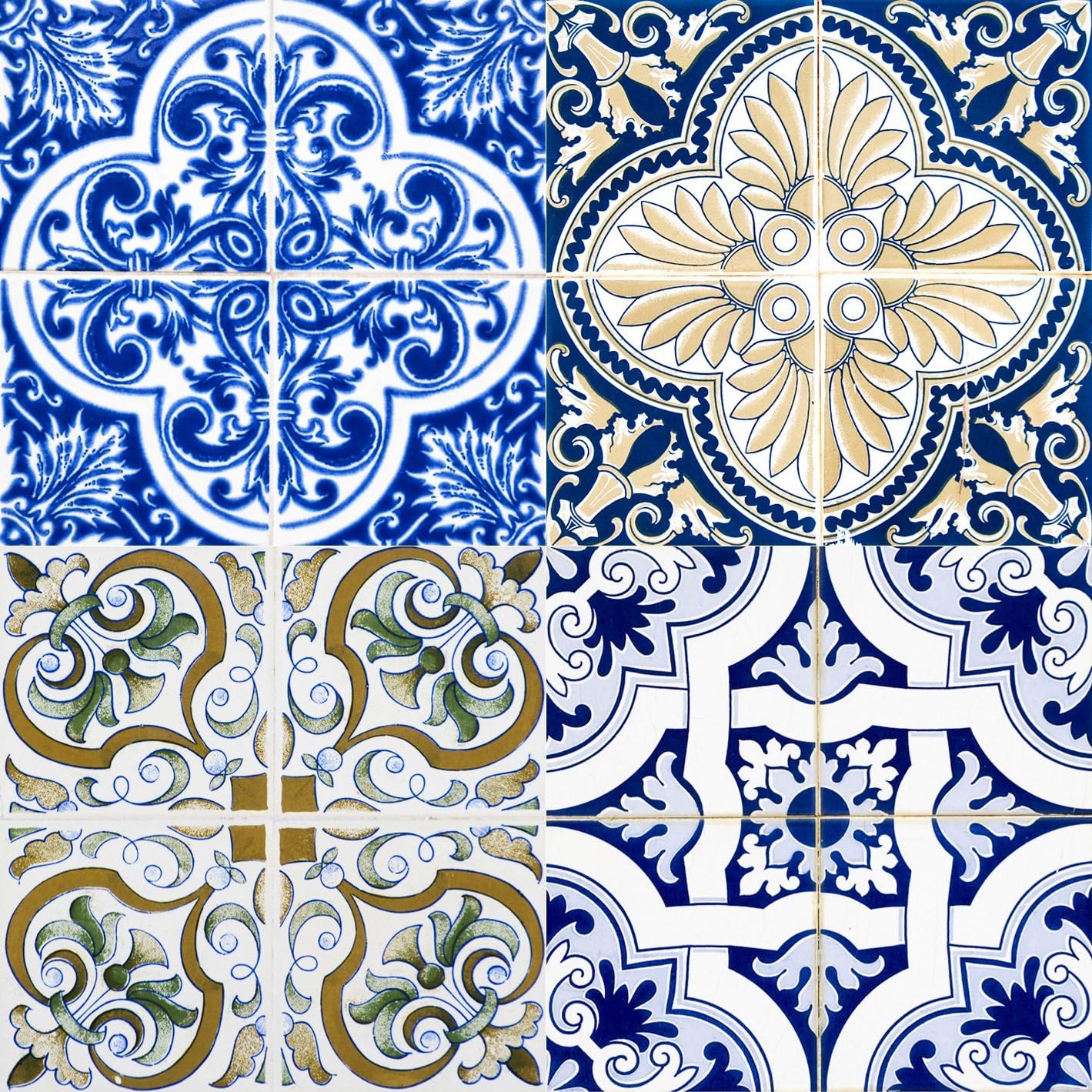 Backsplash Peel and Stick Tile Stickers 24 PC Set (6 x 4PC) Authentic Traditional Talavera Tiles Stickers Bathroom & Kitchen Vinyl Tile Decals Easy to Apply Just Peel & Stick (Vivid Blue, 6x6 Inch)