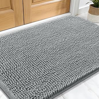 Muddy Mat® AS-SEEN-ON-TV Highly Absorbent Microfiber Door Mat and Pet Rug, Non Slip Thick Washable Area and Bath Mat Soft Chenille for Kitchen Bathroom Bedroom Indoor and Outdoor - Baby Blue 19"X30"