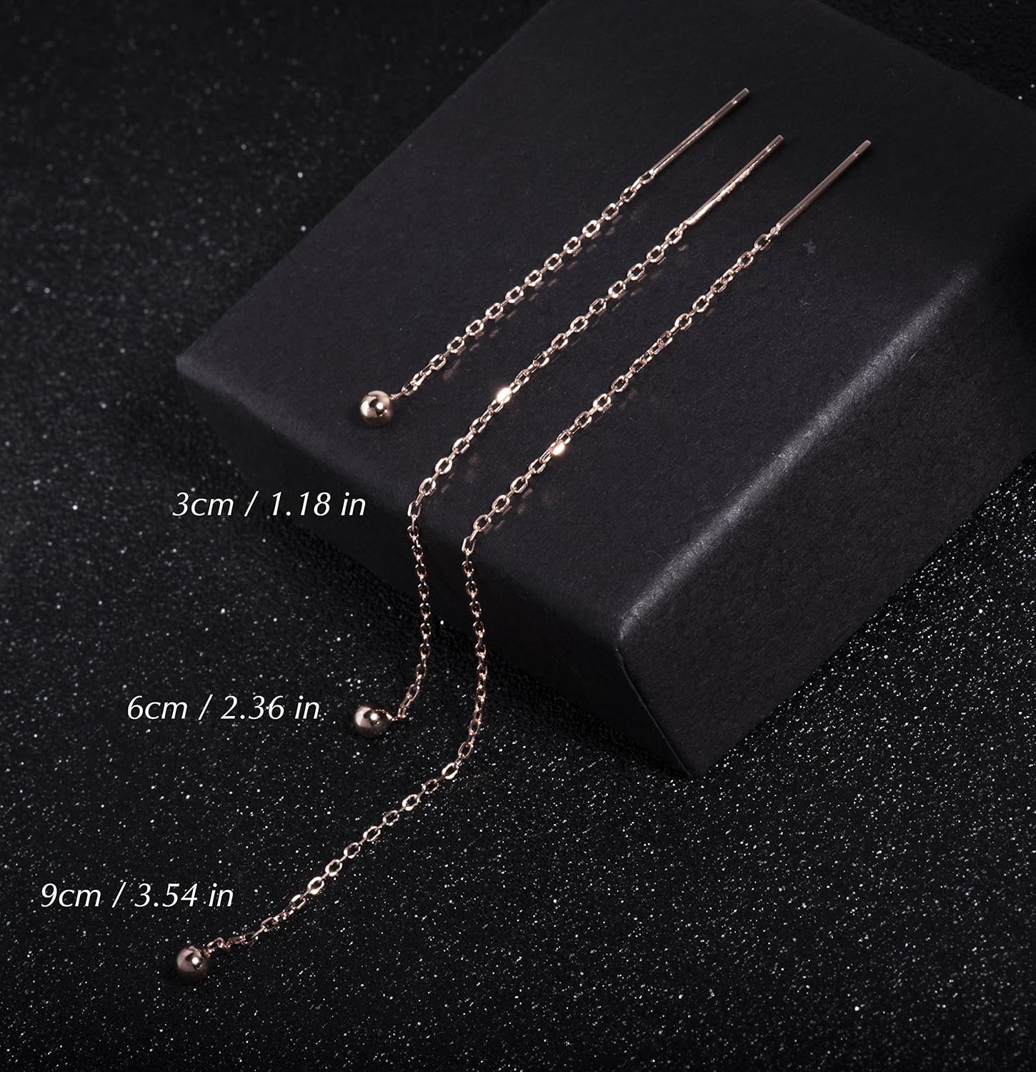 S.Leaf Threader Earrings for Women 925 Sterling Silver Gold Plated Hypoallergenic Backless Ardant Chain Duster Tassel Drop Double Piercing Pull Through Earrings for Women Trendy - Image 3