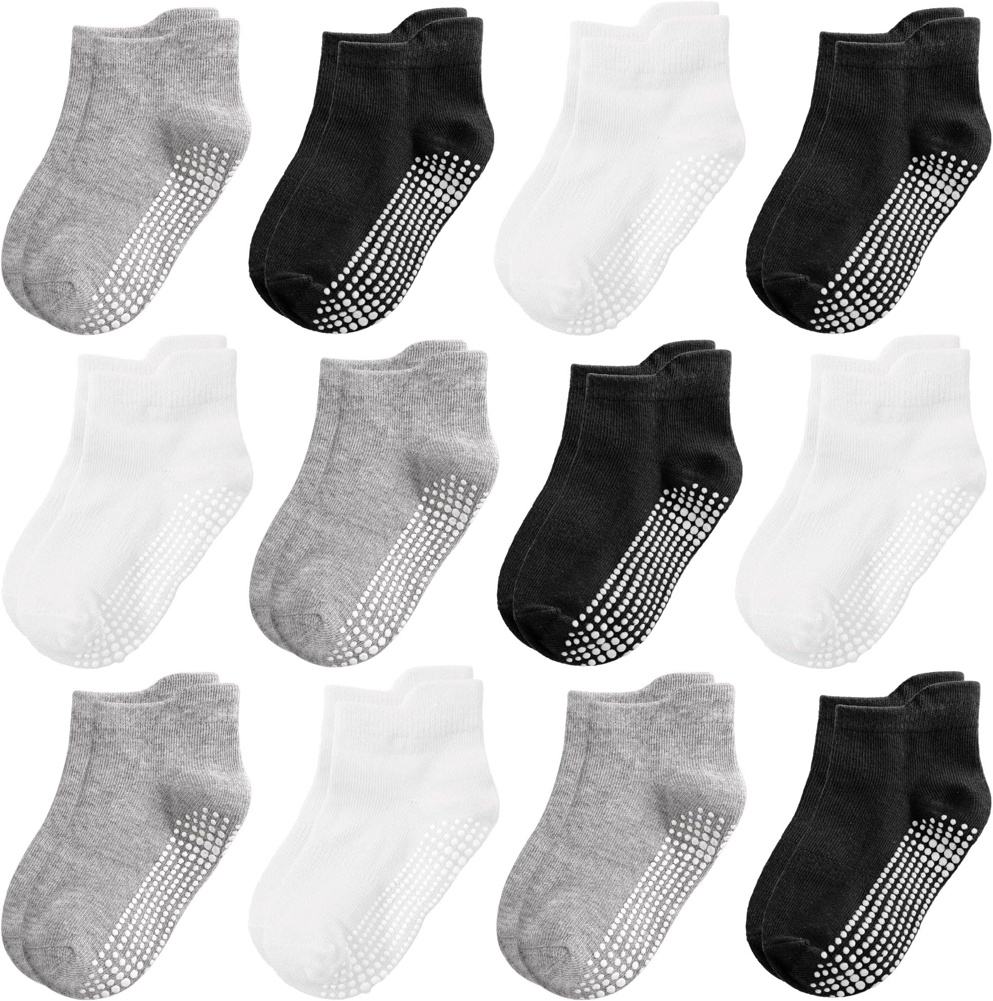 Tphon Non Slip Toddler Socks 12 Pairs Infant Baby Kids Grip Socks for Boy Gir...