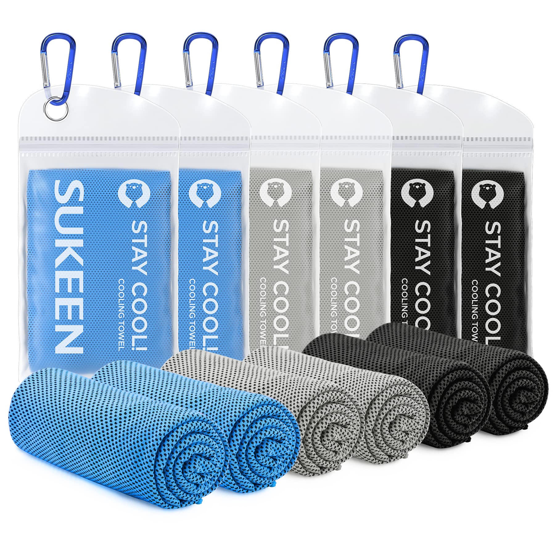 Serviettes Rafraîchissantes AWAVM - Lot De 6, 100x30cm, Microfibre | Pour Sport, Voyage, Yoga, Golf