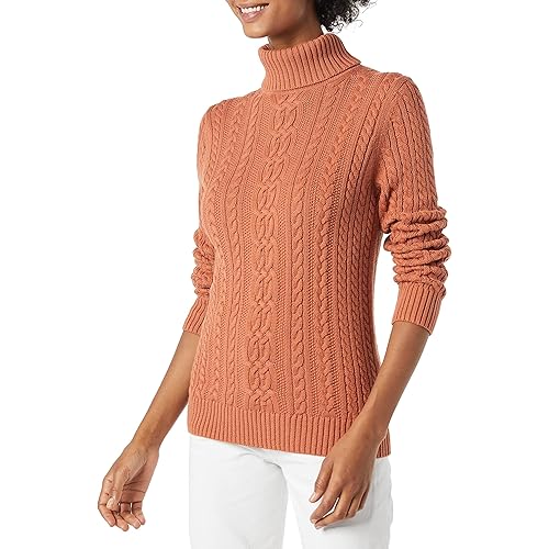 Amazon Essentials Women's Fisherman Cable Turtleneck Sweater (Available in Plus Size)