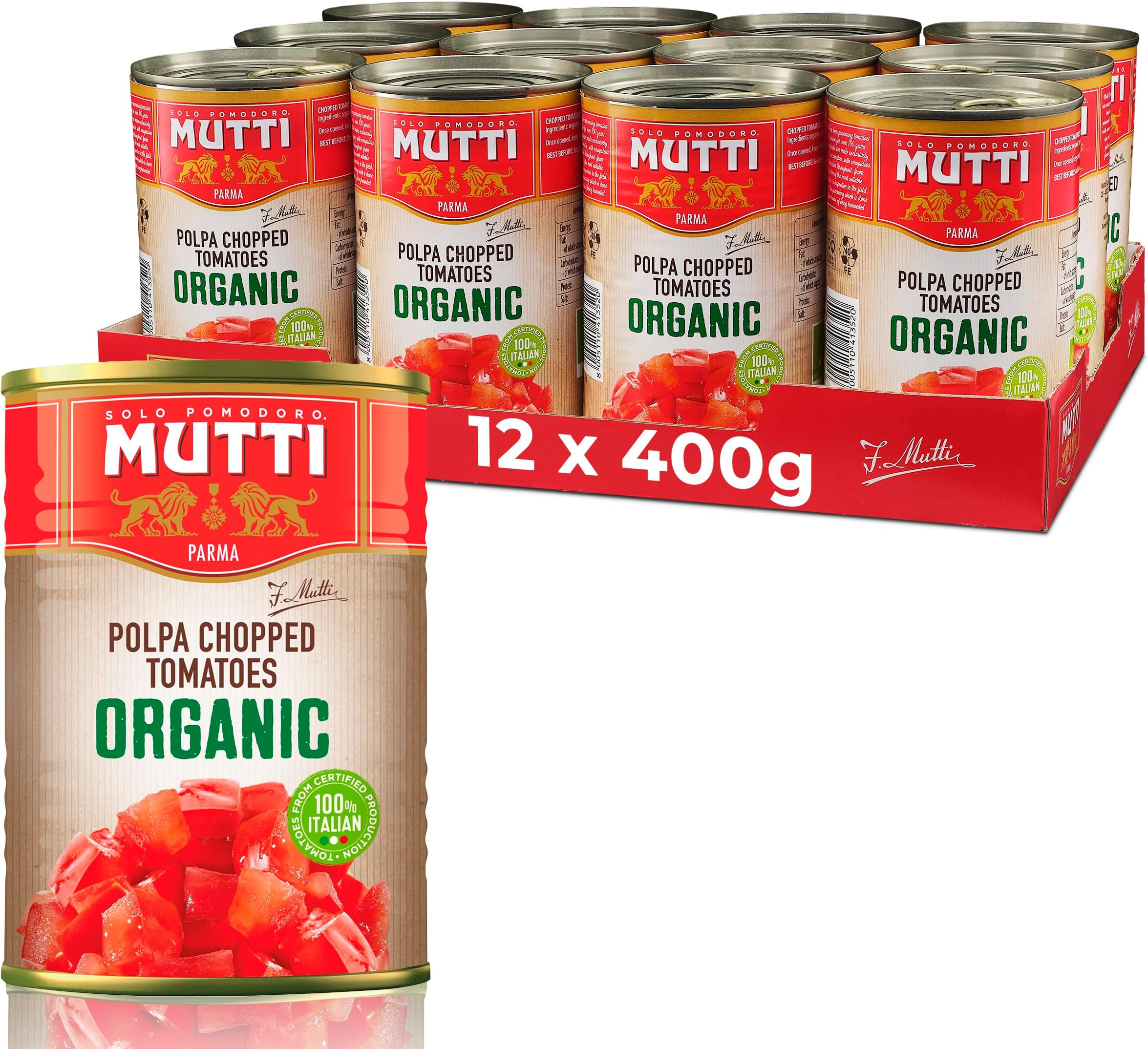 Mutti Organic Chopped Tomatoes 400g (Pack of 12)