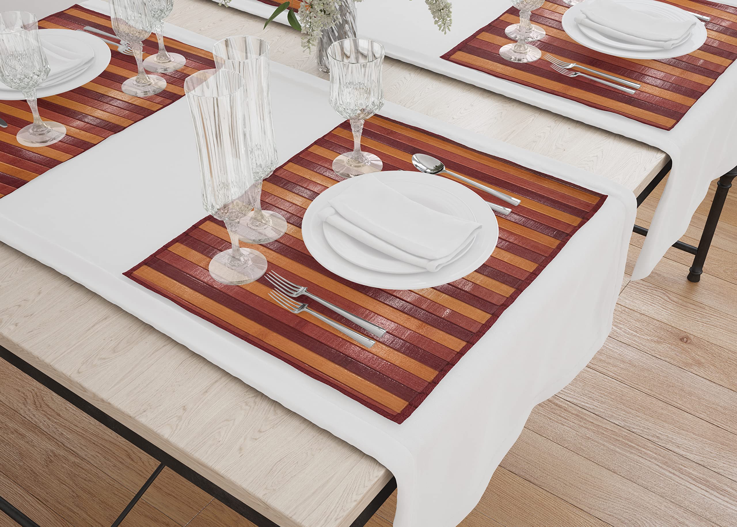 Amazon.de: Bambus-Teppich aus Holz, rutschfest, waschbar, 50 x 225 cm, Rot