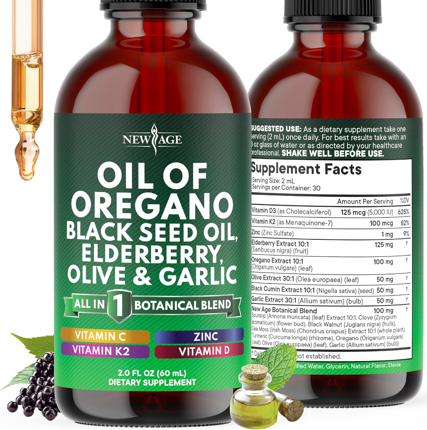 NEW AGE Oil of Oregano Drops – Black... NEW AGE Oil of Oregano Drops – Black...