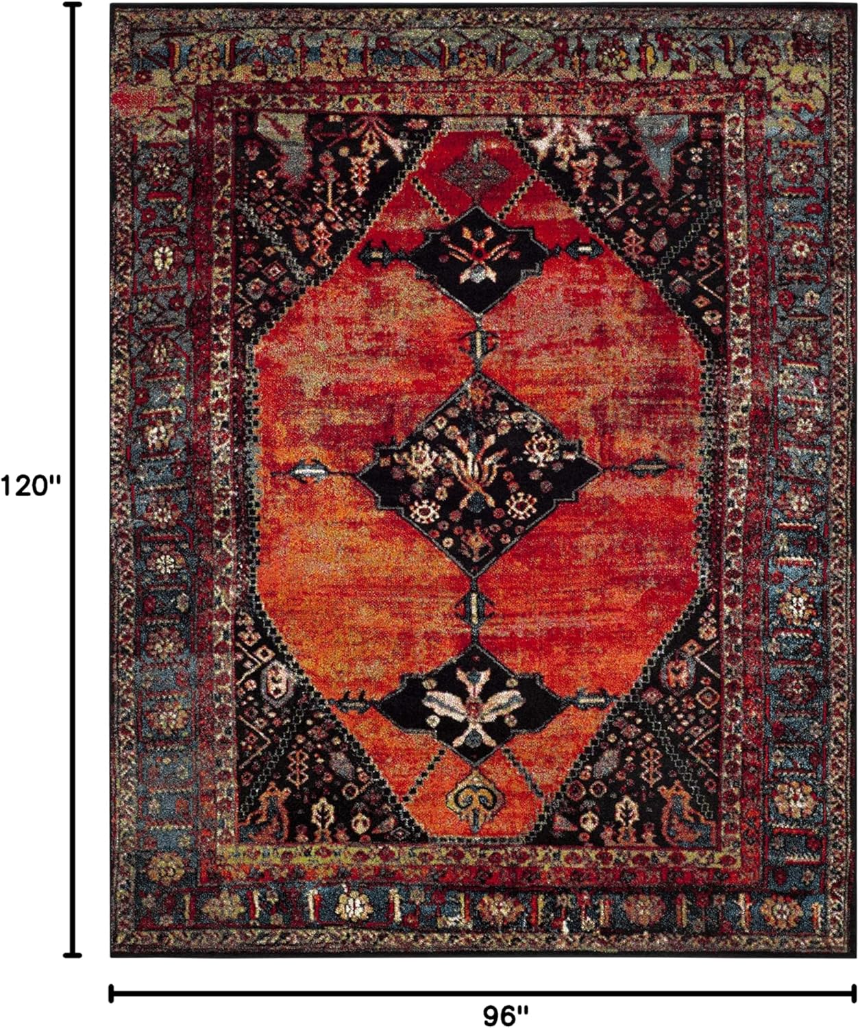 SAFAVIEH Vintage Hamadan Collection Area Rug - 8' x 10', Orange & Multi, Oriental Traditional Persian Design, Non-Shedding & Easy Care, Ideal for High Traffic Areas in Living Room, Bedroom (VTH217B)