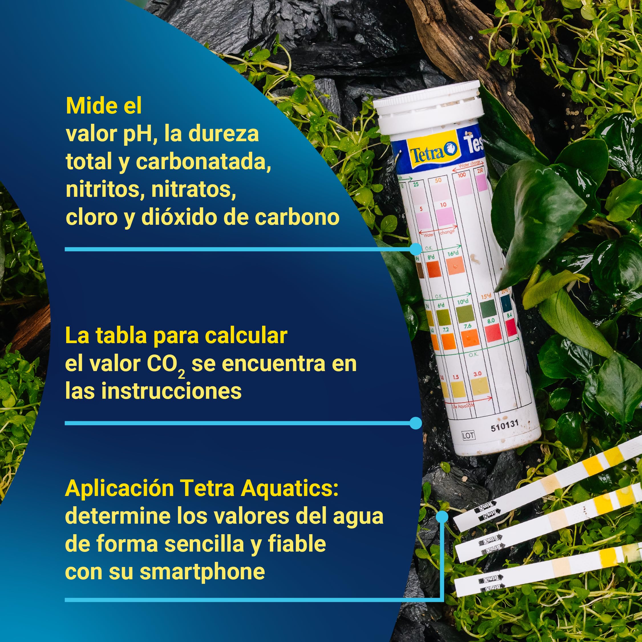 Tetra Test 7in1 - Test de agua para acuarios, control rápido y sencillo de la calidad del agua, 1 paquete (50 tiras reactivas)