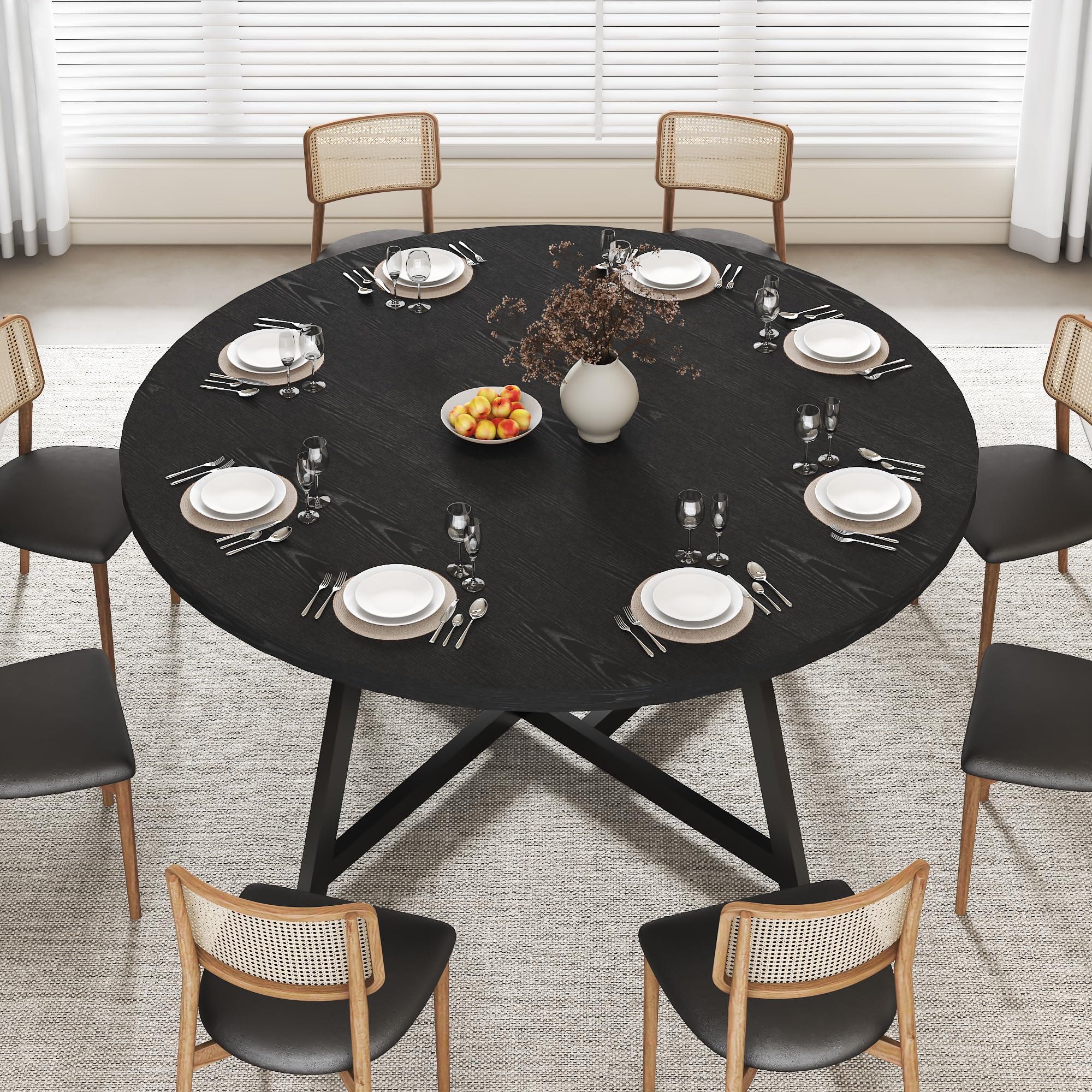 Amazon.com - Bvldfamly 59'' Round Dining Table for 8, Wood Round