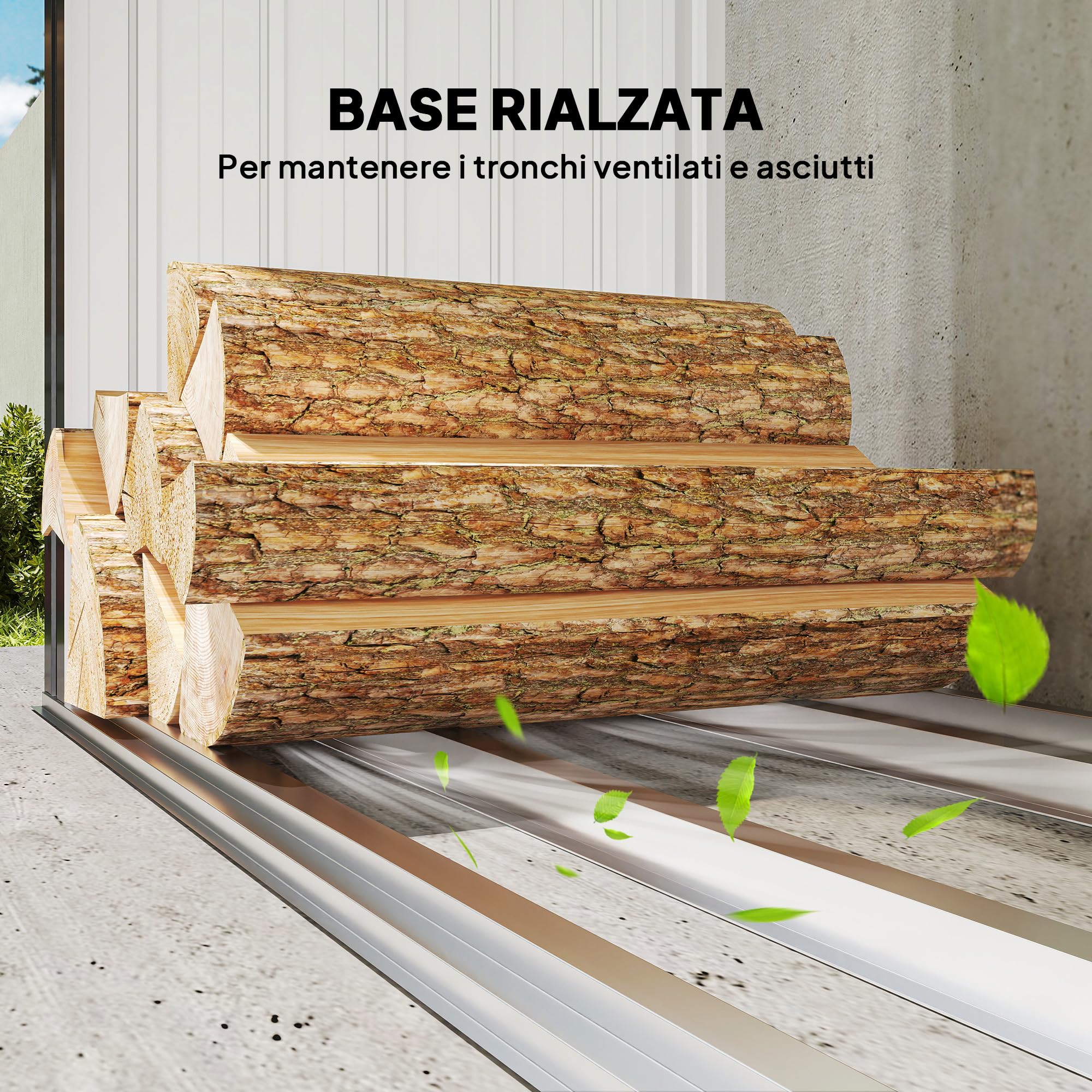 Outsunny Portalegna da Esterno in Acciaio Zincato 0.77 m² 150x66.5x150 cm Grigio Scuro