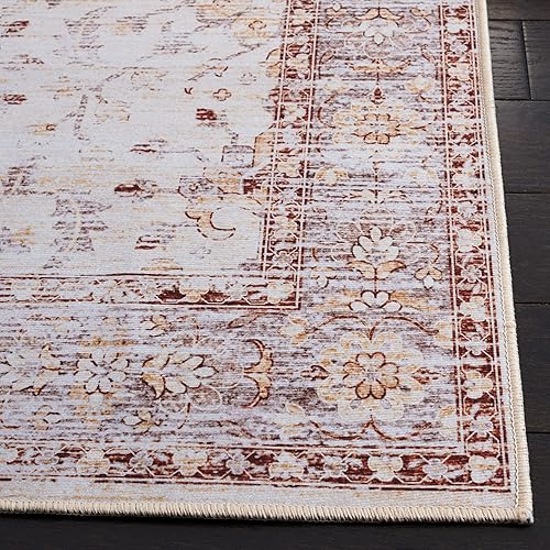 Miniatura 4 de SAFAVIEH Tucson Collection - Alfombra de área de 6 x 9 pies, diseño persa beige y dorado, no desprende pelusa, lavable a máquina y antideslizante,