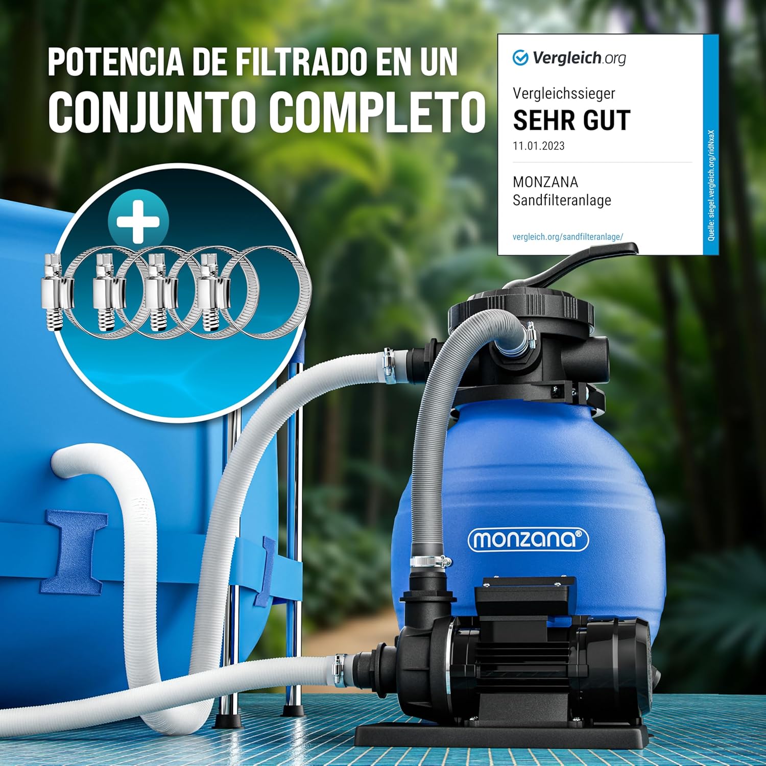 Depuradora MONZANA lista para su instalación en piscina