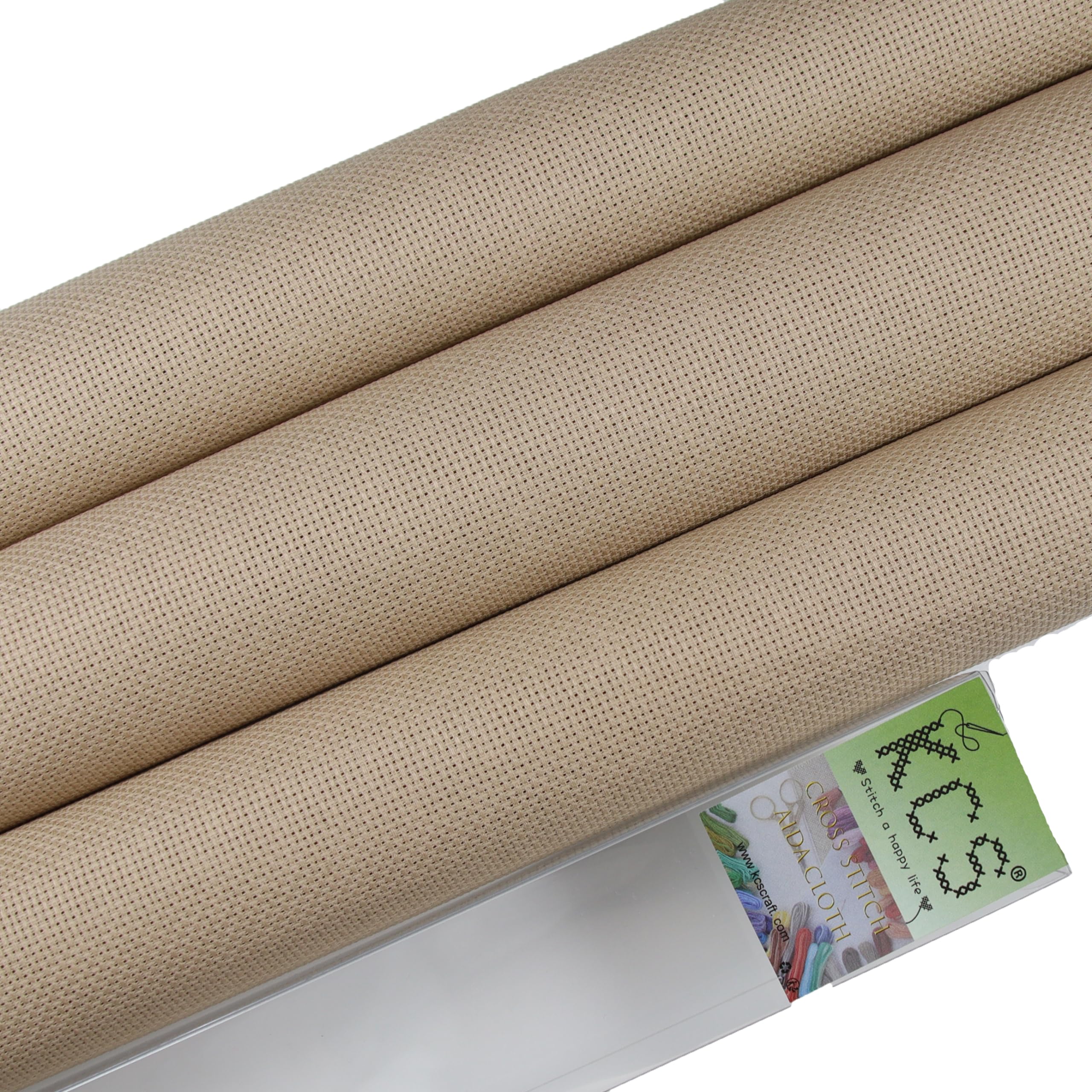 KCS 3 pc of 15" x 18" Counted Cross Stitch Cotton Aida Cloth Needlework Fabric (Khaki, 16CT)