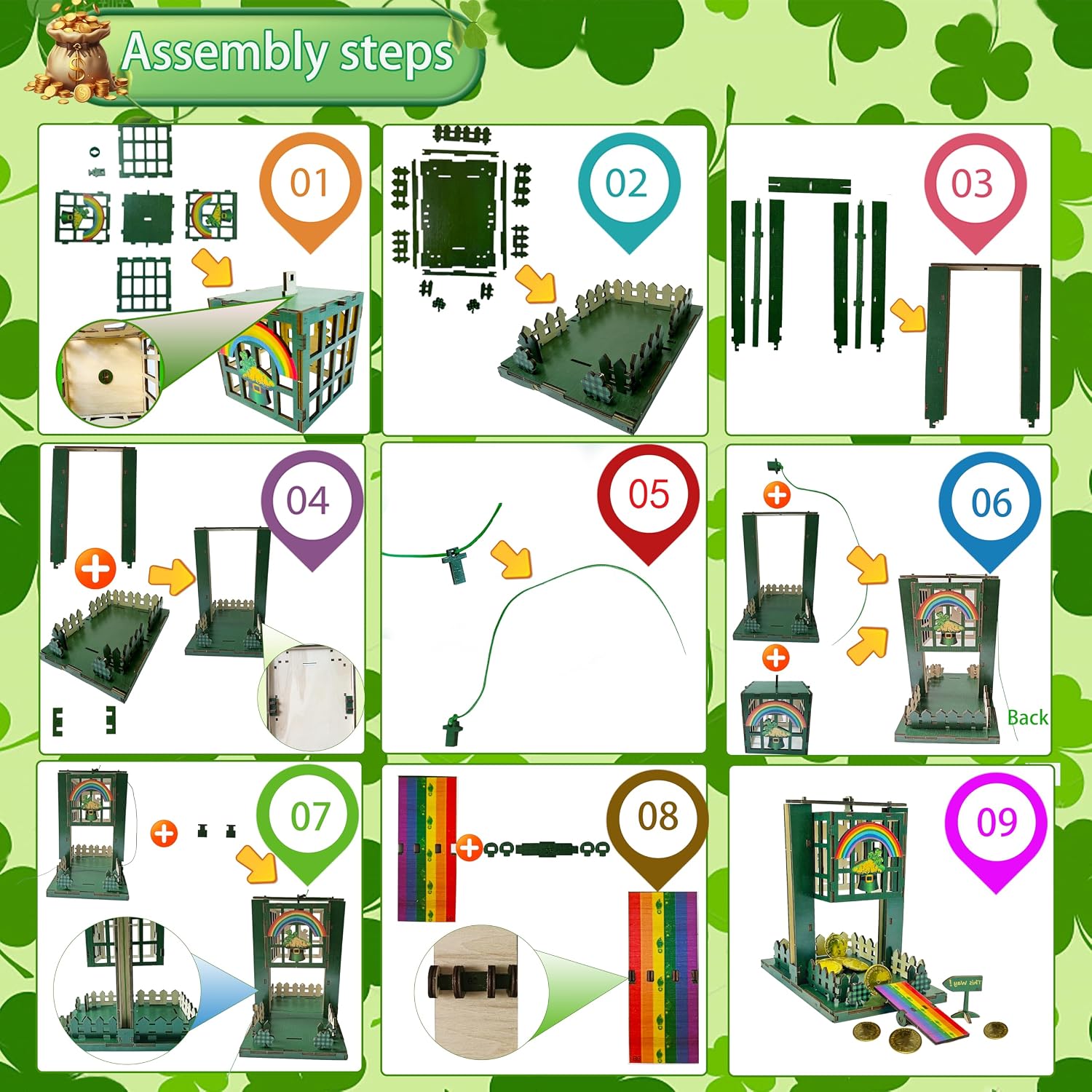 Upgraded Leprechaun Trap Kit, Thicked Wood Catch A Leprechaun Kit St Patricks Day Gifts For Kids, Leprechaun Trap Supplies St Patricks Day Party Decorations Crafts For Kids Classroom Activity