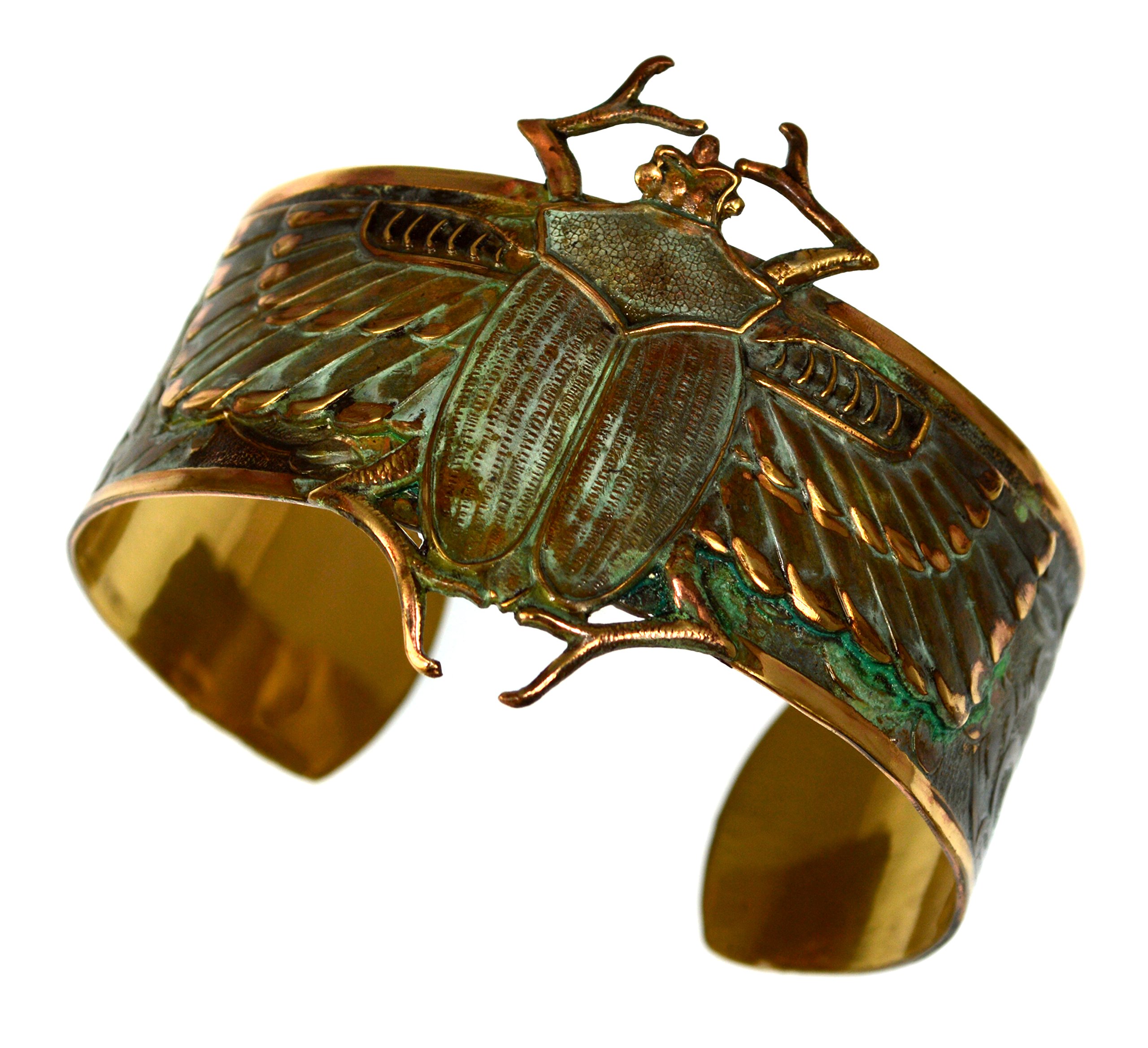 Elaine Coyne Patina Egyptian Motif Classic Scarab Wearable Art Cuff Bracelet product thumbnail 4
