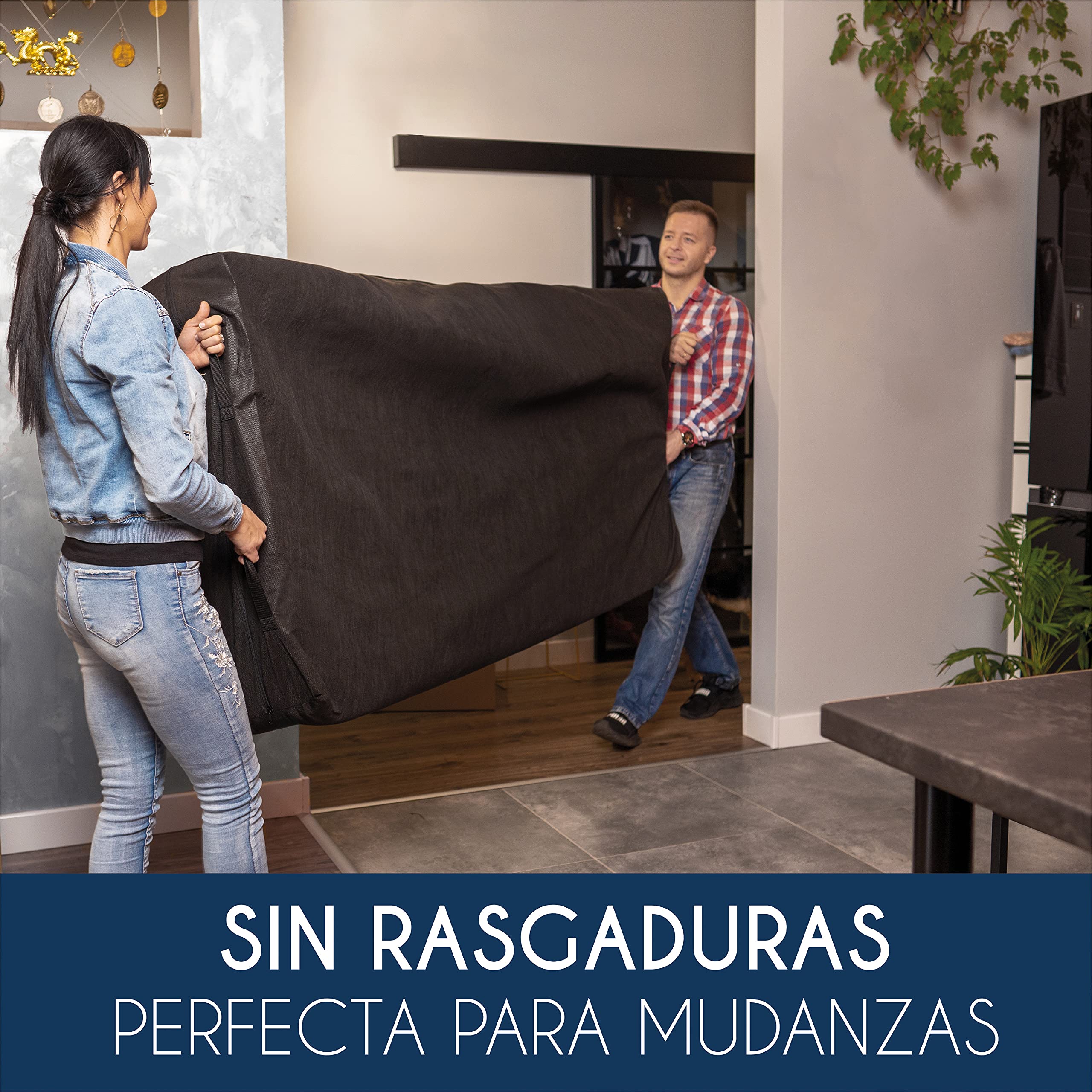 Funda Colchon Impermeable 200x200 Made in Europe & Oeko-Tex para Mudanza y Amacenamiento Dreamzie - Cremallera de 30cm de Espesor con 4 Asas