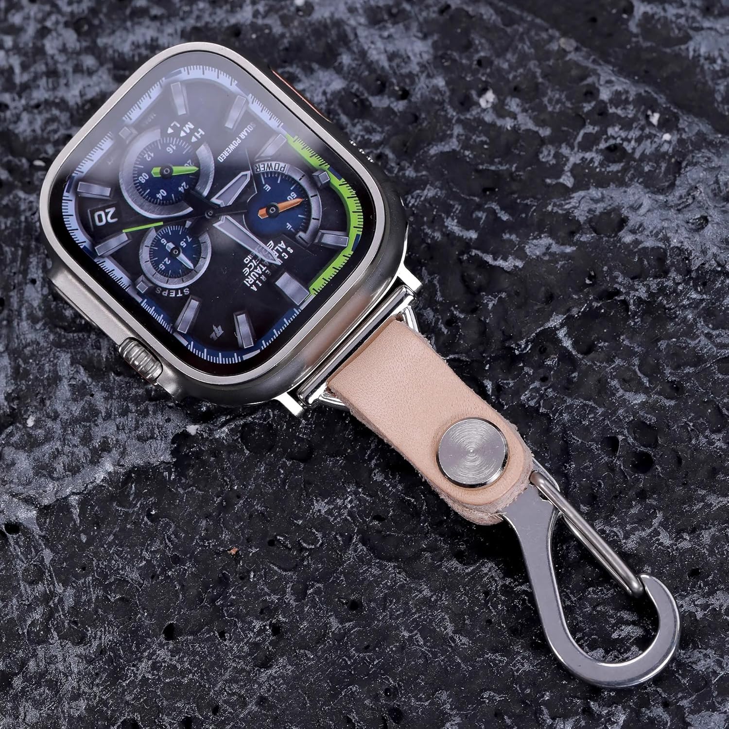 Brass Vegetable Tanned Leather for Apple Watch 123456789se10s11 Ultra 49mm Fob Keychain Clip Pocket Watch 46/45/44/42/41/40/38mm Chain Sport Bands Bag Charm