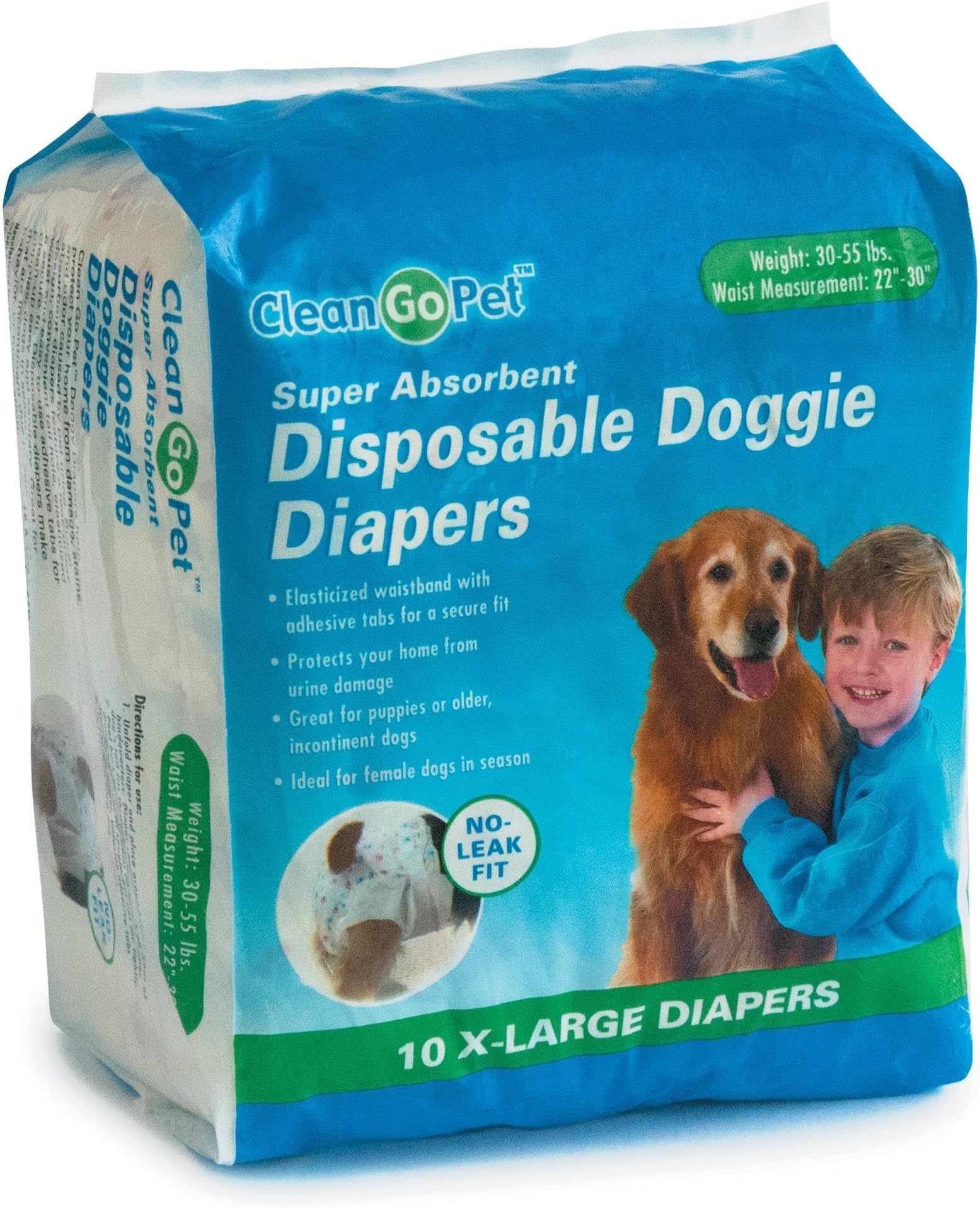 Disposable Doggie Diapers โ Convenient Diapers for Incontinent Dogs, Dogs in Heat, and Puppies, X-Small