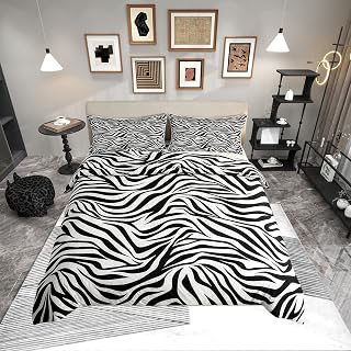 Castle Fairy black and white zebra stripe microfiber duvet cover set