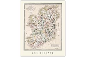 Vintage 1864 Ireland Map: Travel the Emerald Isle's History and Heritage through Art.