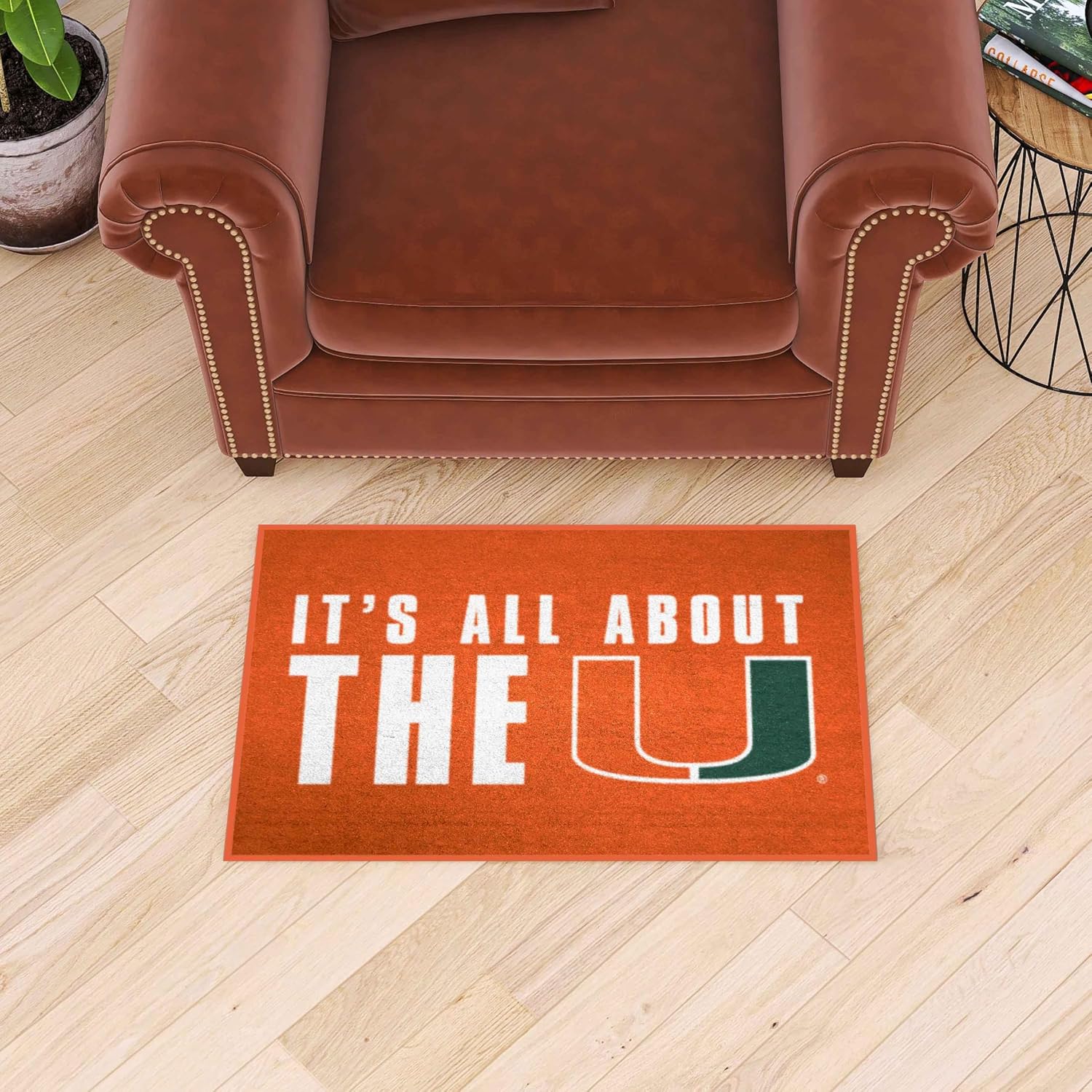 FANMATS 33437 NCAA - Miami Starter Mat Accent Rug - 19in. x 30in. Slogan Design| Sports Fan Home Decor Rug and Tailgating Mat