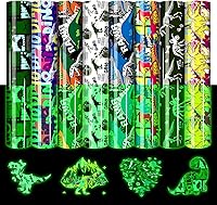 Vista 11 de Vinilo de transferencia de calor HTV de neón, 12 x 10 pulgadas, 10 hojas de vinilo de neón para planchar, verde neón HTV azul neón para camisetas