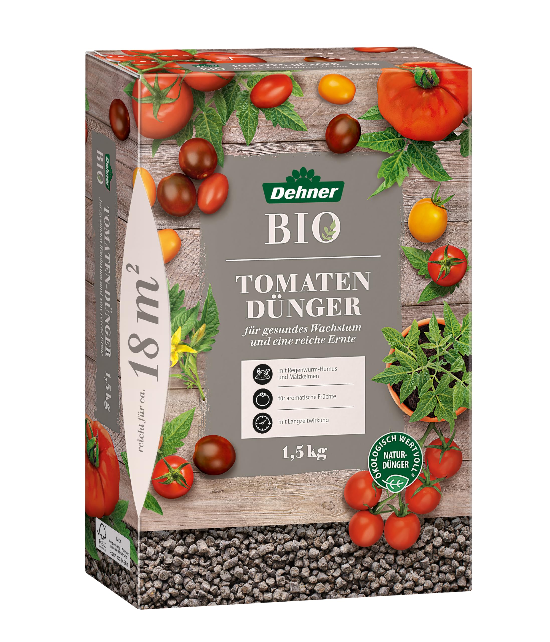 Dehner Bio Tomatendnger, hochwertiger Dnger fr Tomaten, organischer NPK- Dnger, mit Spurennhrstoffen, kologisch wertvoll, natrliche  Langzeitwirkung, 1.5 kg, fr ca. 18 qm : Amazon.de: Garten