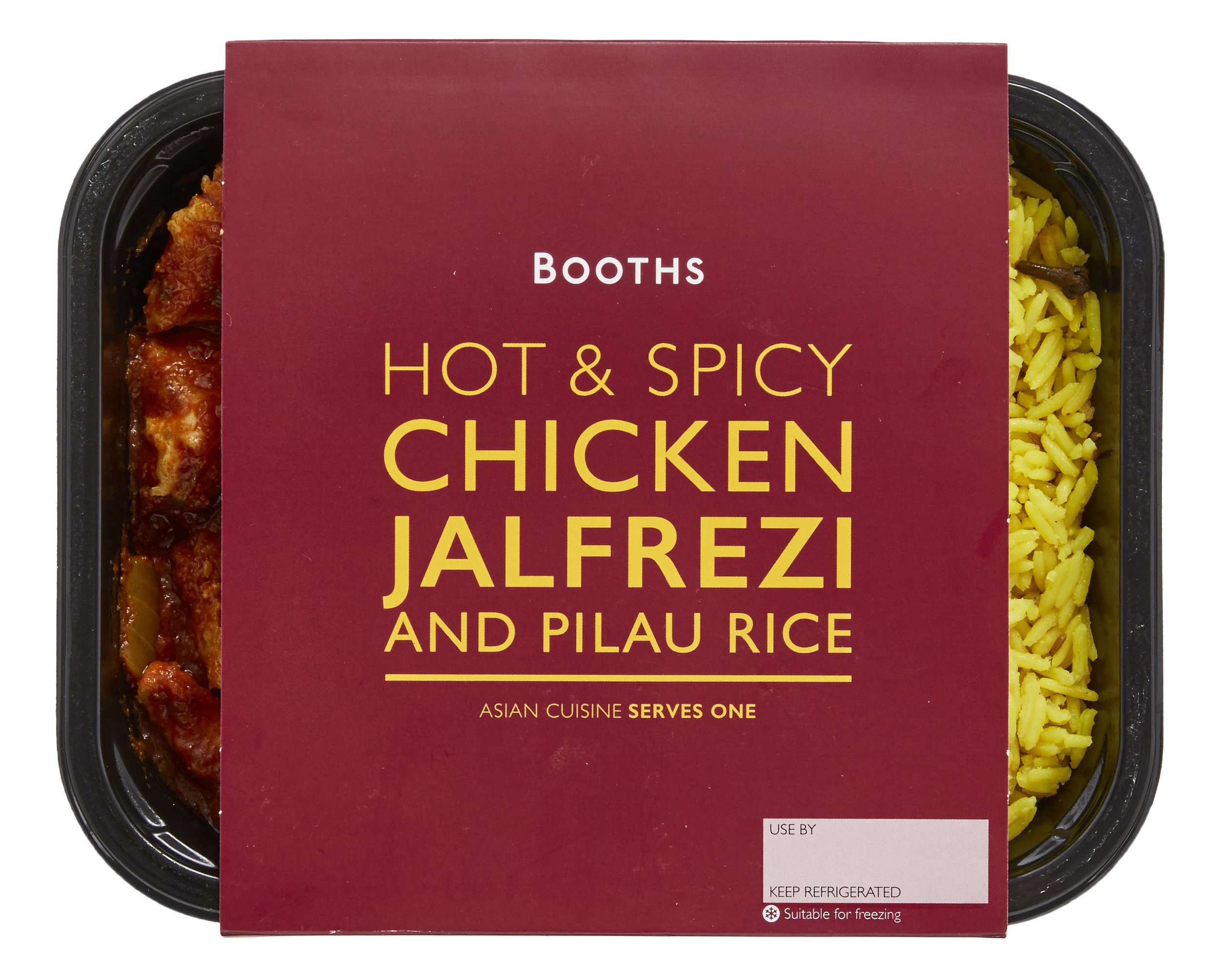Booths Premium Hot & Spicy Chicken Jalfrezi and Pilau Rice, 400g