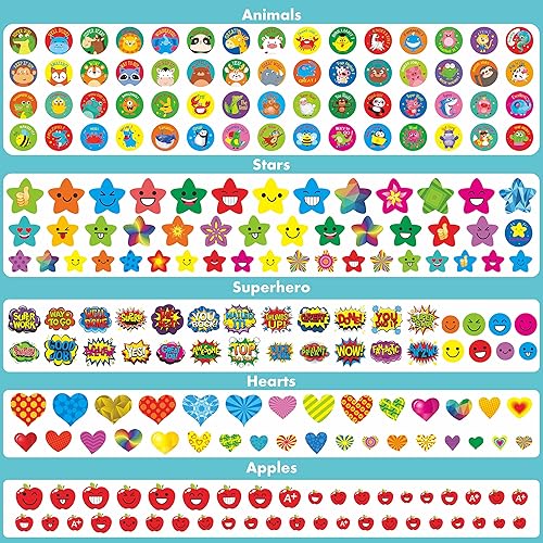 Miniatura 3 de Más de 2800 calcomanías de incentivo, más de 280 diseños de dibujos animados, animales, círculo, frutas, calcomanías motivacionales para profesores,