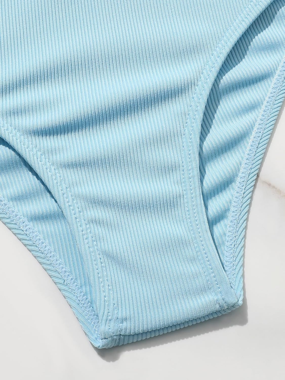 Milumia Girl's 2 Piece Swimsuits Ribbed Scoop Neck Sleeveless Bikini Sets Bathing Suits - Image 4