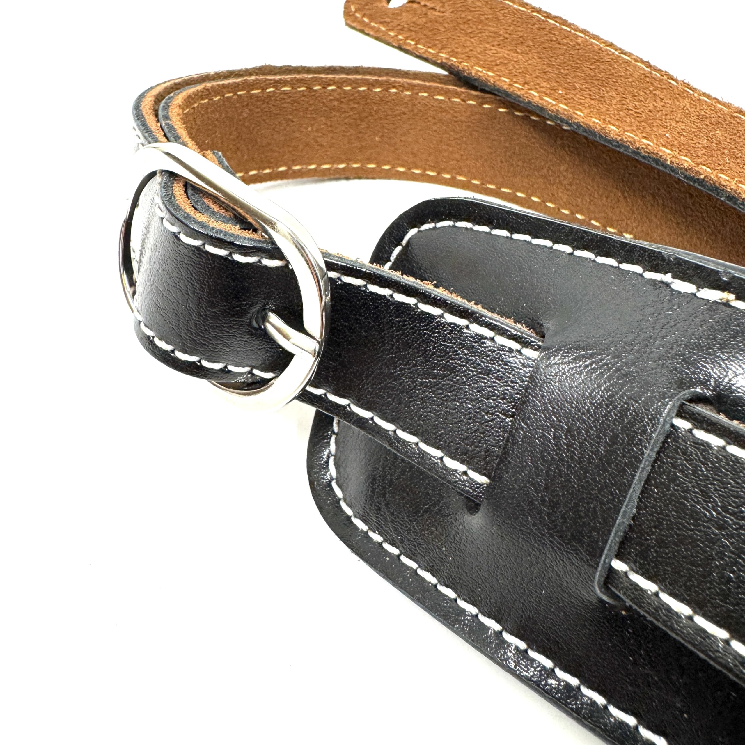 Walker & Williams Pasek do gitary w stylu lat 50. vintage premium czarna skóra bardzo długi do 155 cm
