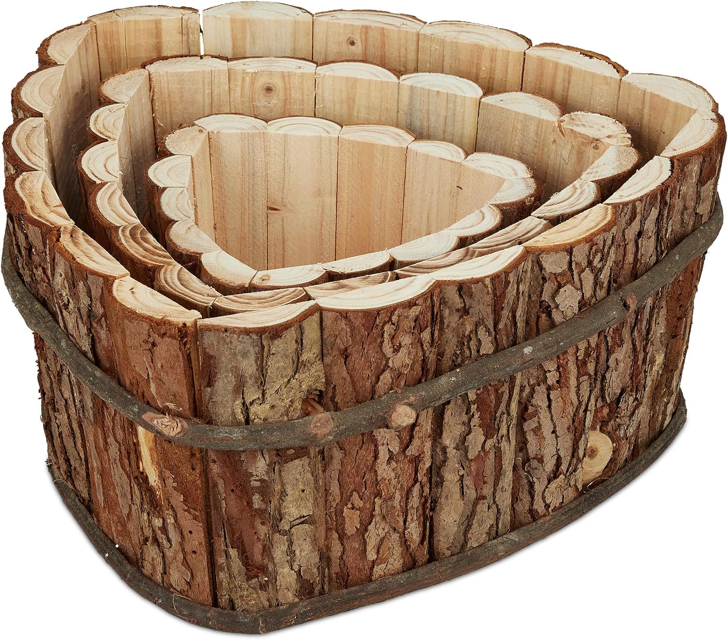 Relaxdays Wooden Flower Box, Set of 3, Garden Decoration for Planting, Balcony and Windowsill, Planter, 3 Sizes, Natural