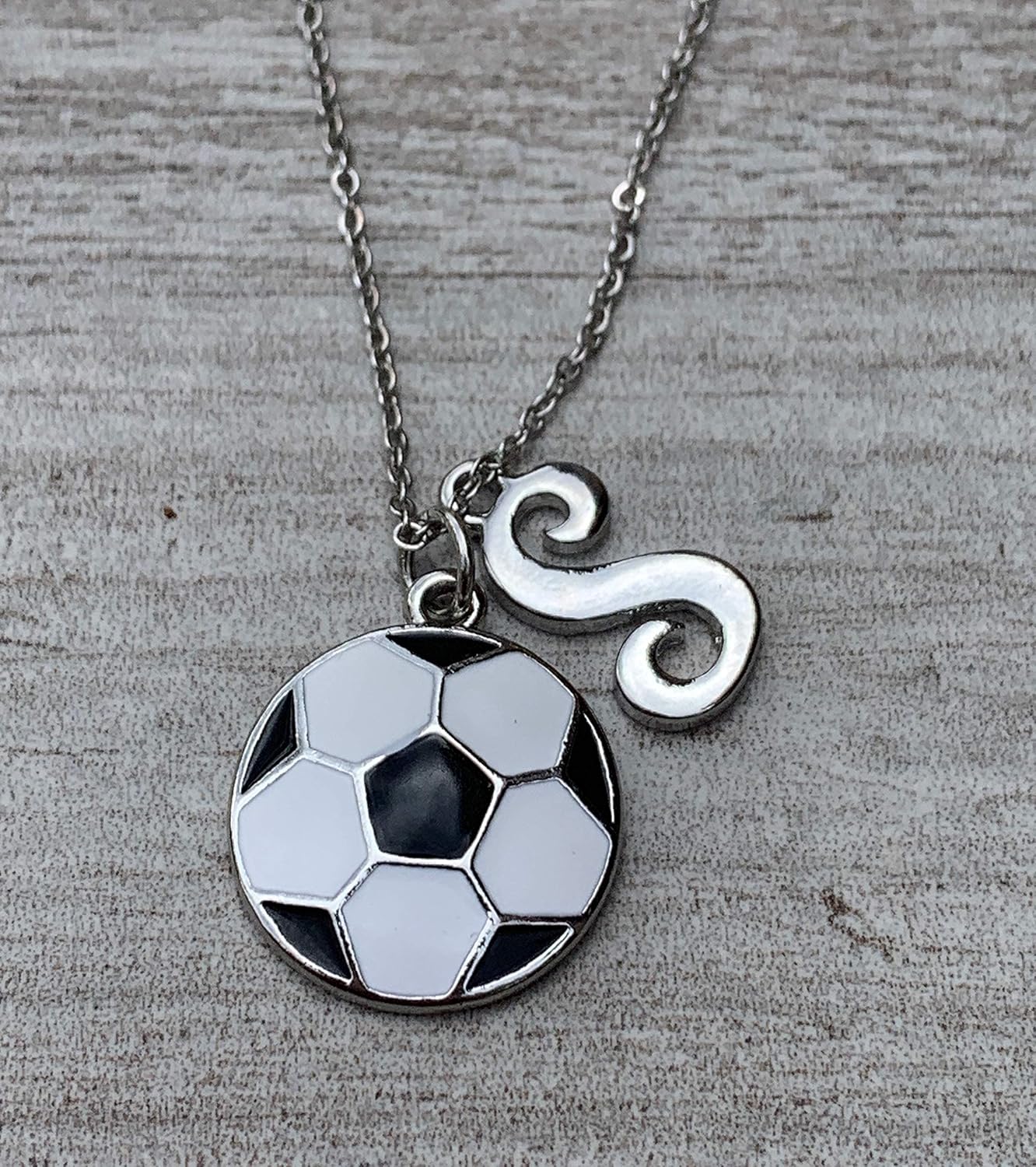 Personalized Soccer White Ball Initial Necklace, Soccer Jewelry - Soccer Player Gifts Custom Soccer Gift, Girls Soccer Jewelry, Gift for Soccer Players - Image 2
