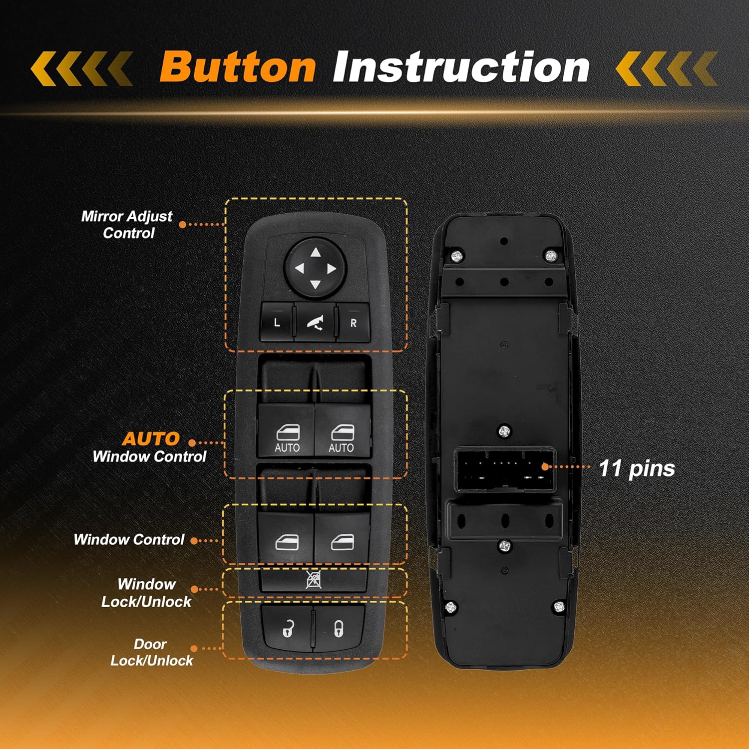 1 AUTO Power Window Switch for Chrysler 300 2012 Window Control Switch for Chrysler 300 2013 with Tool 68139806AA Front Left Driver Side 1 Set