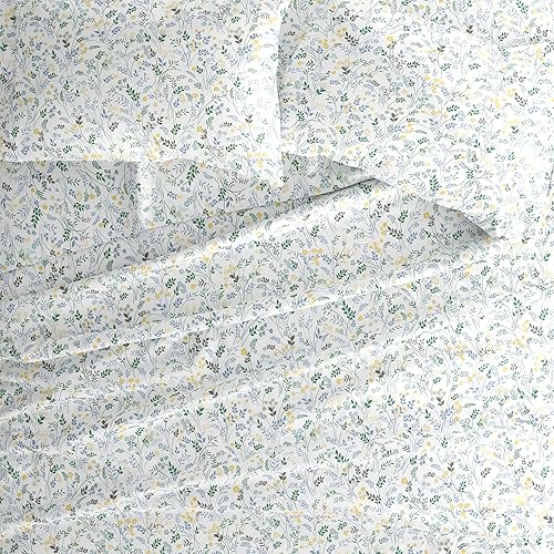 Miniatura 3 de Merit Linens Juego de sábanas transpirables de tamaño Queen con estampado floral de estilo hotelero, 4 piezas, con bolsillo profundo, sábanas