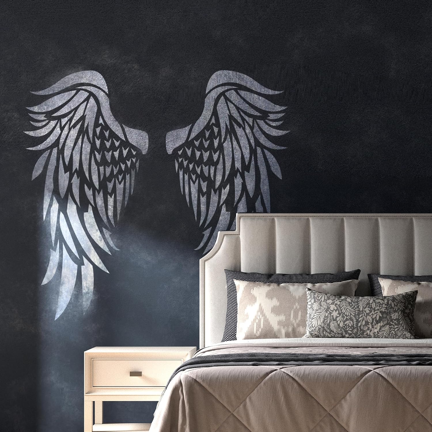 NAKLEO Large Wall Painting Stencil 23.2”x37.4”, Wings Angel Pattern, Reusable Plastic Template, DIY Art and Craft Home Decor, Floor Wood Fabric Furniture