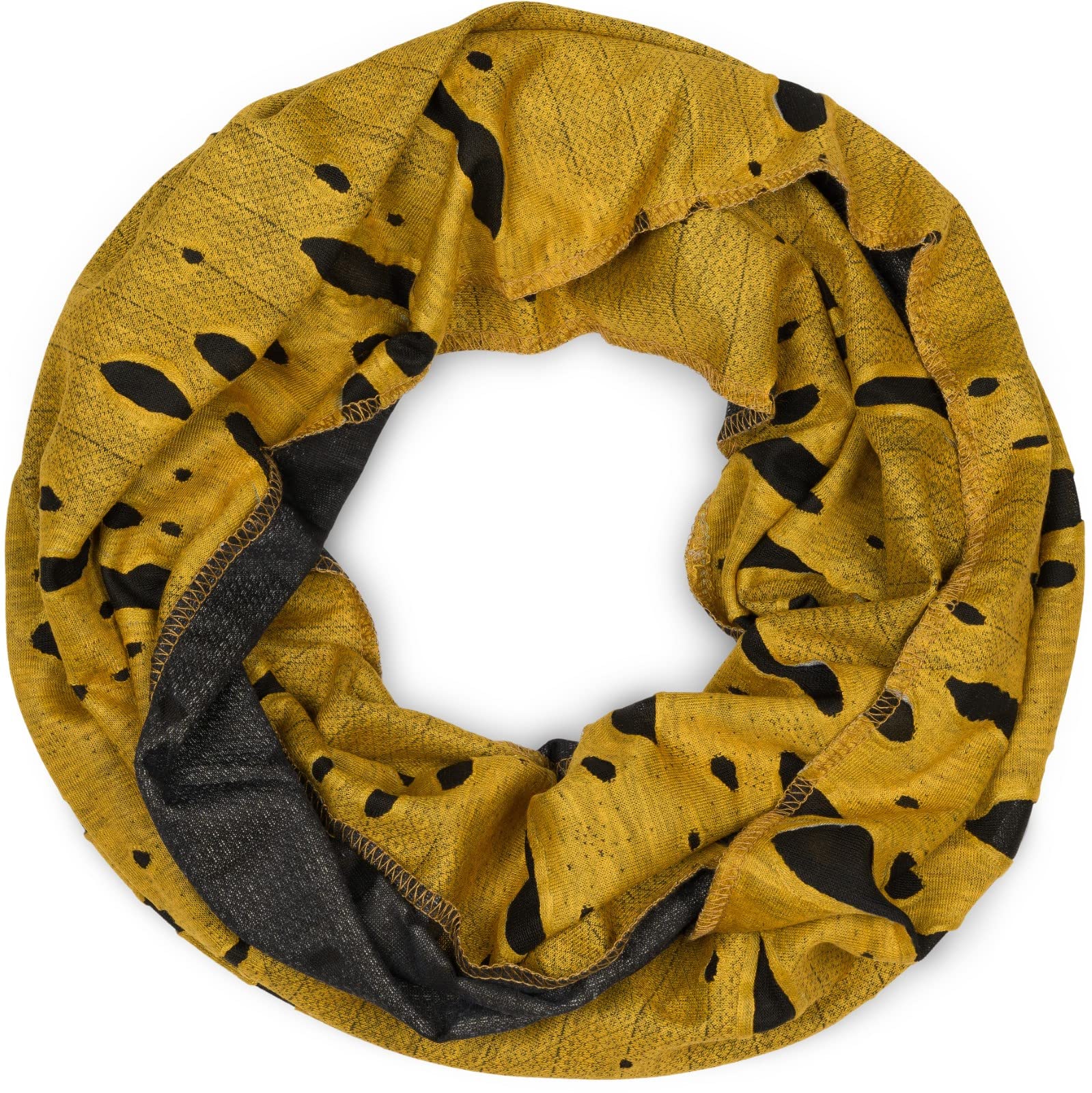 Stylebreaker Women's Yellow-Black Tube Scarf Snood In A Vintage Worn, Used Look, Unisex 01018078, Colour:, Size:wide