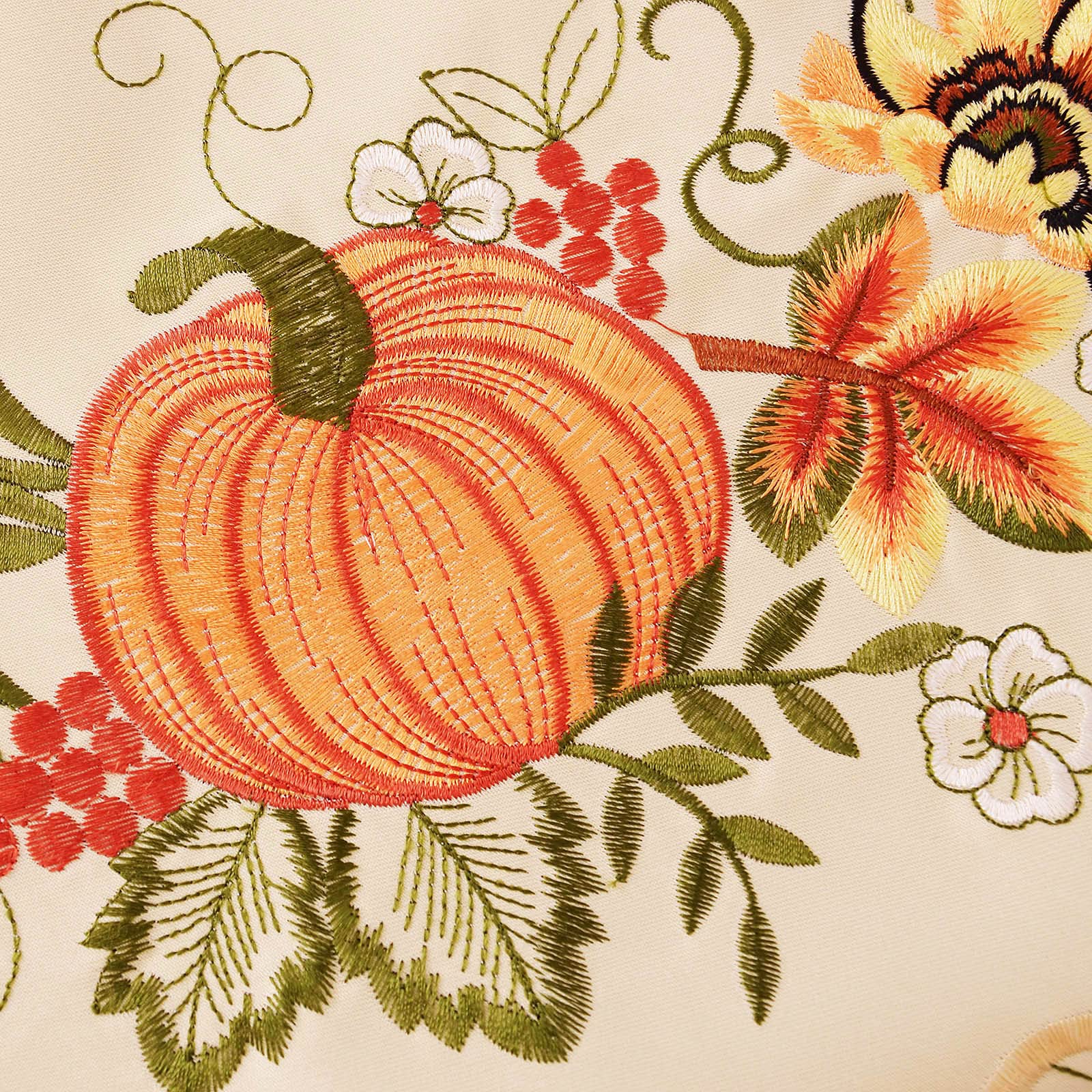 Simhomsen Embroidered Pumpkin Table Runner – Orange Fall & Thanksgiving Decor (14x120 Inches) | Polyester With Cut-Out Edges