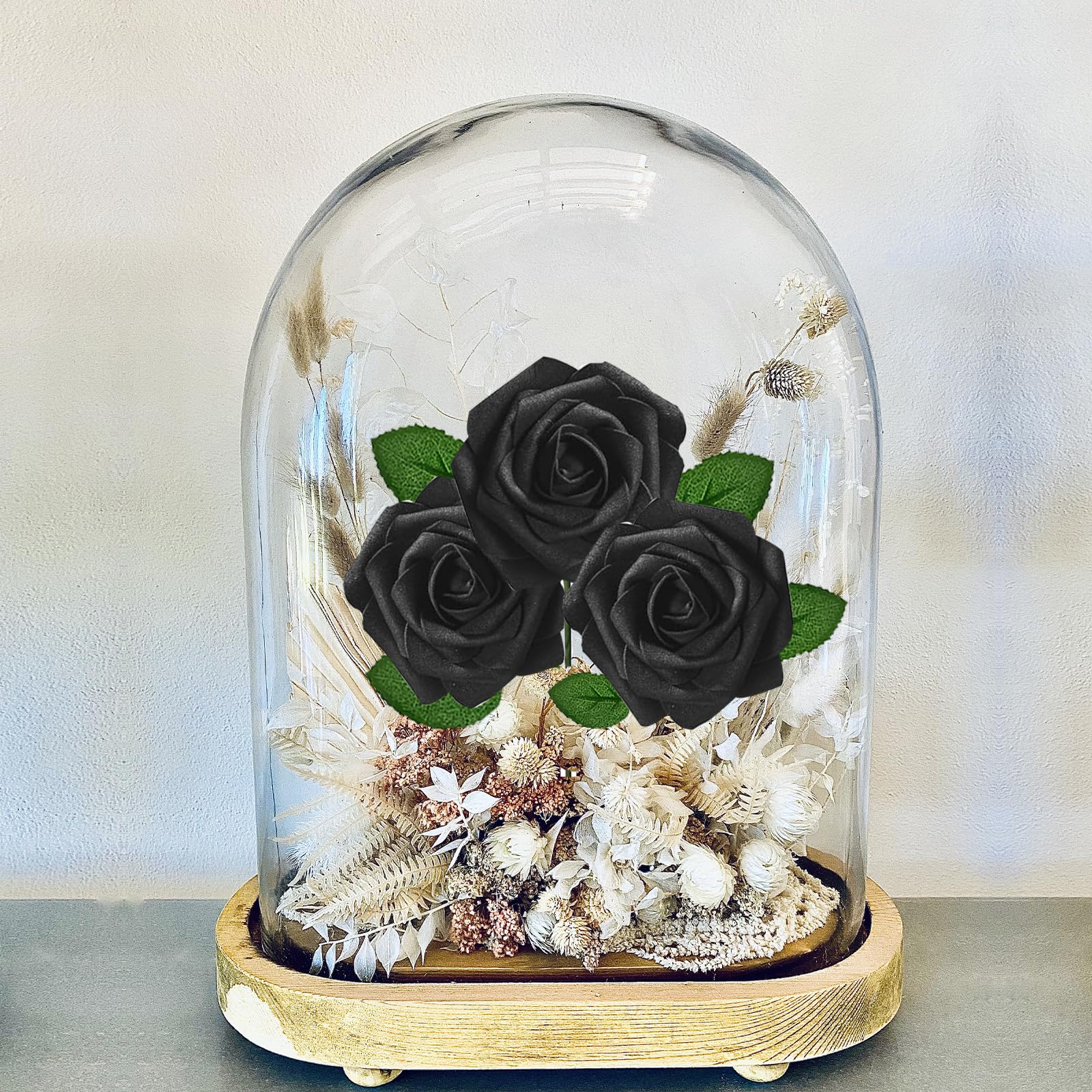 25 Rose Nere In Schiuma PE - Fiori Artificiali Realistici Con Stelo Pieghevole Per Decorazioni, Matrimoni E Centrotavola - 4