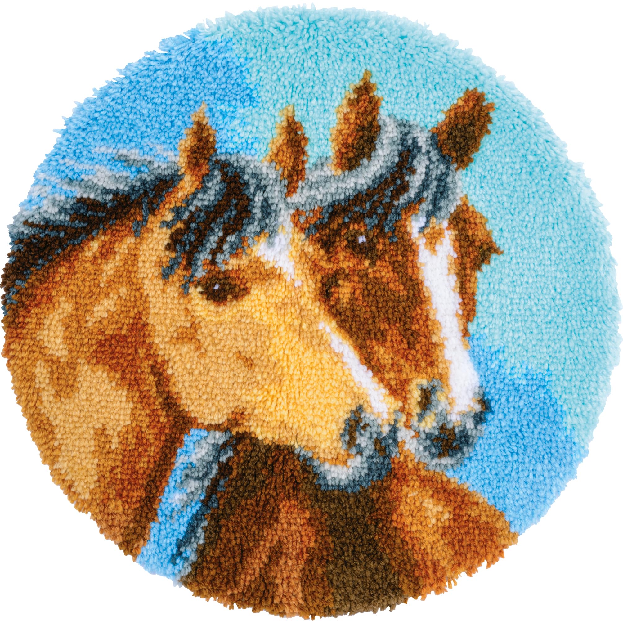 VERVACO Kit Tapis Point Noué Á Faire 2 CHEVAUX Broderie Debutant DIY Latch Hook Kit Complet Decoration Maison Manuelle Loisir Créatif ca. 55 x 55 cm Embroidery
