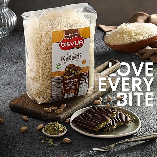 Miniatura 3 de BISVUA Kataifi secado prémium 500 g (17.6 oz)  Perfecto para barra de chocolate viral Dubai rellenos de pistacho postres knafeh, kunafa y pasteles