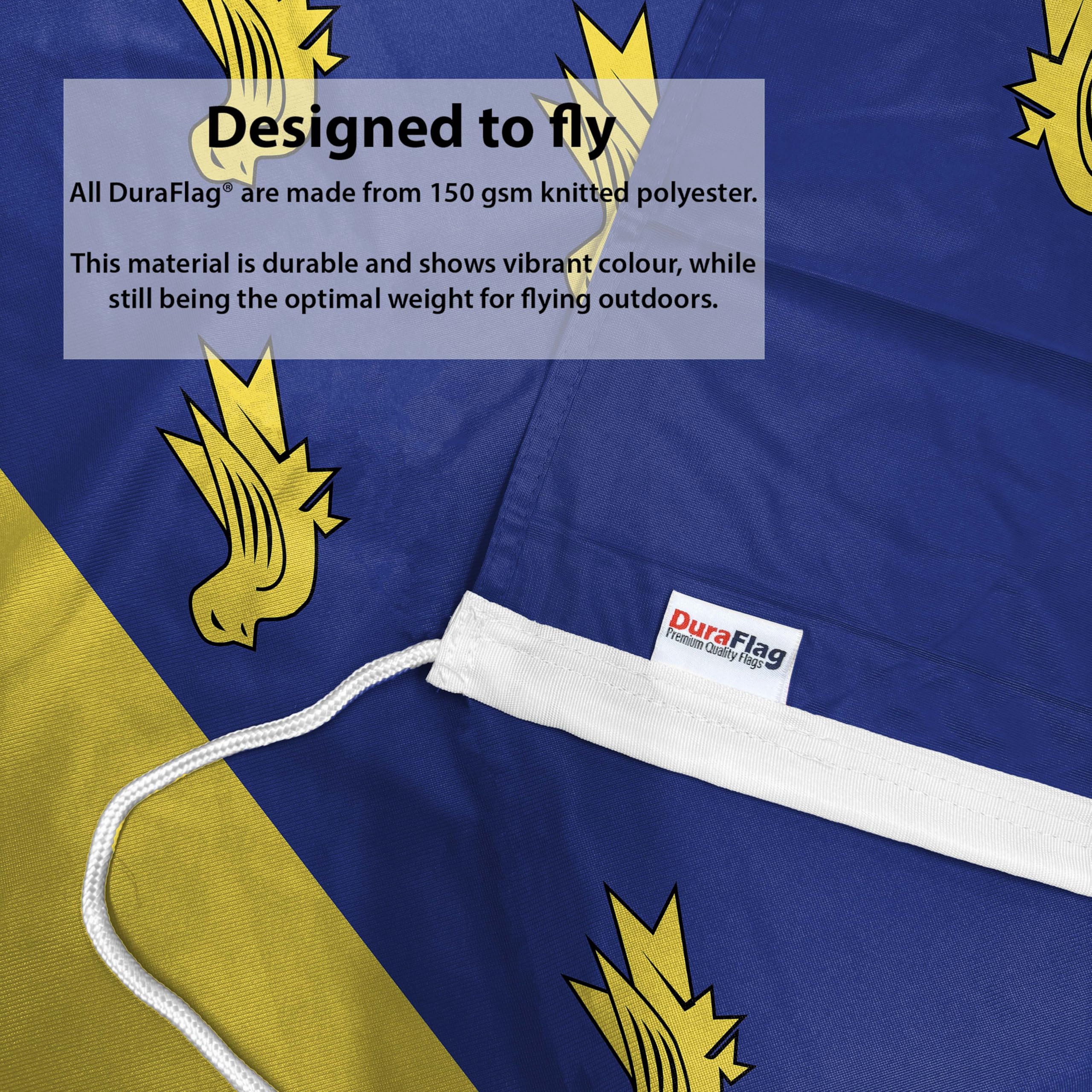 DuraFlag West Sussex 5ft x 3ft with Rope and Toggled - Premium Quality 5x3 Flags, 5ft x 3ft (150cm x 90cm) - Image 3