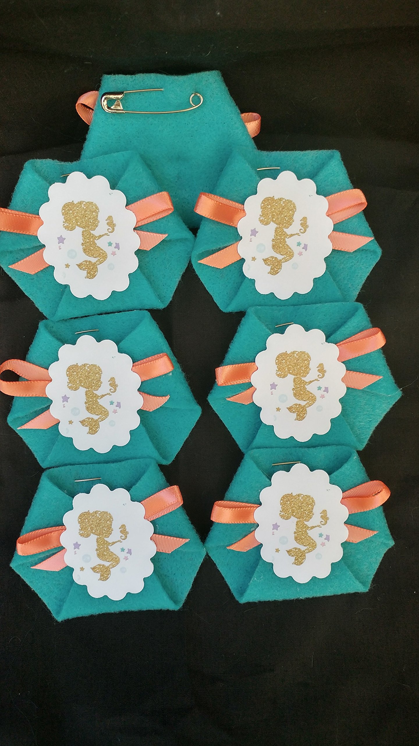 Baby Shower game 24pack Dirty Diaper game LiL Mermaid Gold Teal & Coral Safety Pins Incl.