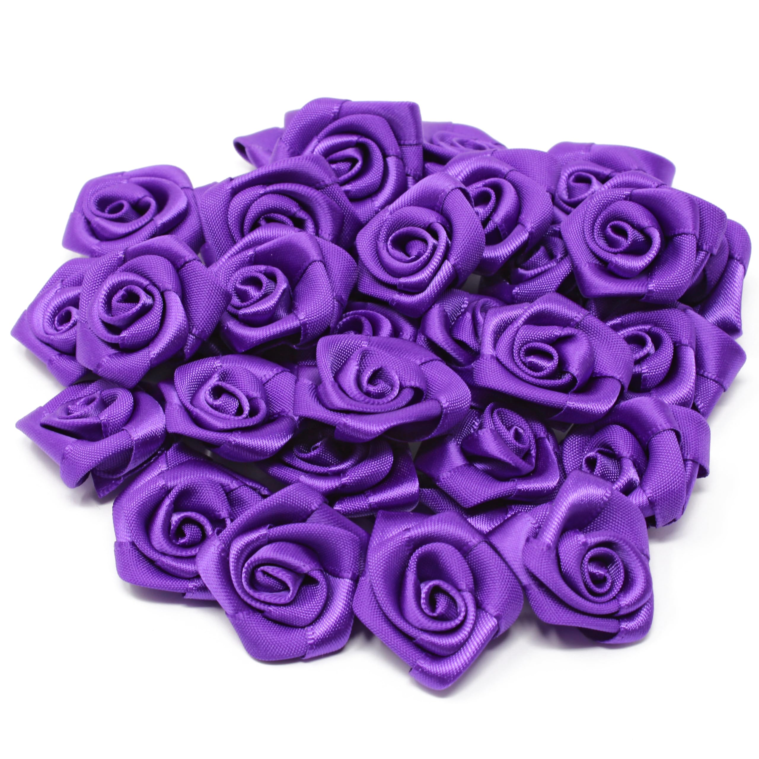 Wedding Touches Purple 25Mm Satin Ribbon Rose Flowers Decorative Craft Flowers (10)